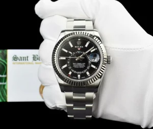 Pilots Classic Watches | Sant Blanc ROLEX 18kt White Gold & Stainless Steel Sky Dweller Black Dial w/ Card Model 326934