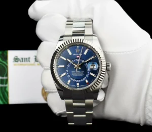 Pilots Classic Watches | Sant Blanc ROLEX 18kt White Gold & Stainless Steel Sky Dweller Blue Dial Model 326934