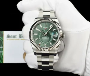 Pilots Classic Watches | Sant Blanc ROLEX 18kt White Gold & Stainless Steel Sky-Dweller Mint Green 2023 Card Model 336934