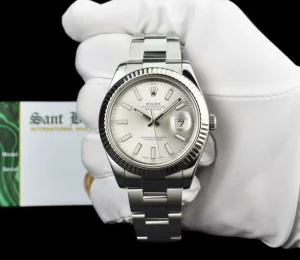 Dress Watches | Sant Blanc ROLEX 18kt White Gold & Stainless Steel DateJust II Silver Index Dial Model 116334