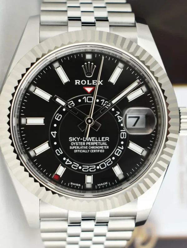 Pilots Classic Watches | Sant Blanc ROLEX 18kt White Gold & Stainless Steel Sky Dweller Black Dial Jubilee Model 326934