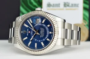 Pilots Classic Watches | Sant Blanc ROLEX 18kt White Gold & Stainless Steel Sky Dweller Blue Dial Model 326934