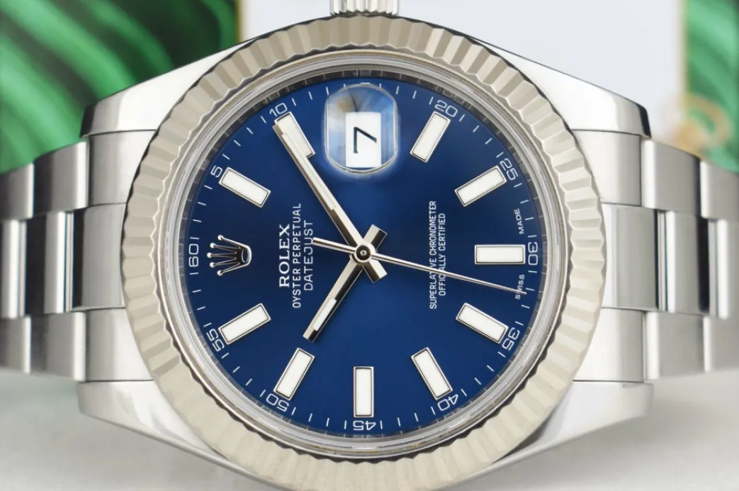 rolex_kt_white_gold__stai_4-5.webp Dress Watches | Sant Blanc ROLEX 18kt White Gold & Stainless Steel DateJust II Blue Index Dial w/ Card Model 116334