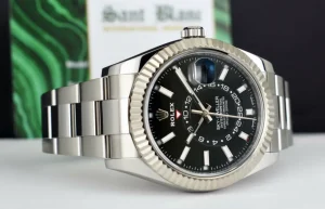 Pilots Classic Watches | Sant Blanc ROLEX 18kt White Gold & Stainless Steel Sky Dweller Black Dial w/ Card Model 326934