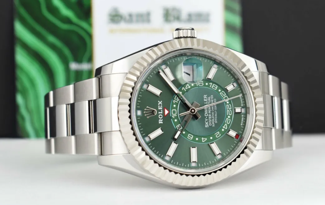 rolex_kt_white_gold__stai_5-2.webp Pilots Classic Watches | Sant Blanc ROLEX 18kt White Gold & Stainless Steel Sky-Dweller Mint Green 2023 Card Model 336934