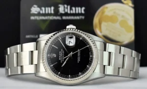 Men's Watches | Dress Watches | Sant Blanc Rolex 18kt White Gold & Stainless Steel Datejust Black Stick Dial Oyster Band Model 16234