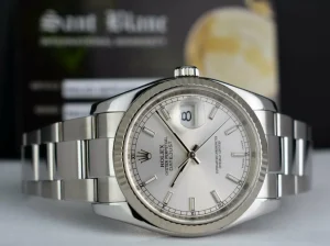 Dress Watches | Sant Blanc ROLEX 18kt White Gold & Stainless DateJust Silver Index Dial Model 116234