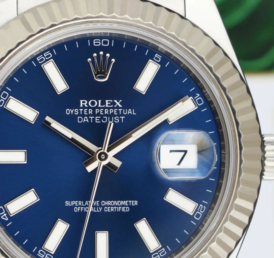 rolex_kt_white_gold__stai_6-4.webp Dress Watches | Sant Blanc ROLEX 18kt White Gold & Stainless Steel DateJust II Blue Index Dial w/ Card Model 116334