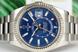 Pilots Classic Watches | Sant Blanc ROLEX 18kt White Gold & Stainless Steel Sky Dweller Blue Dial Model 326934