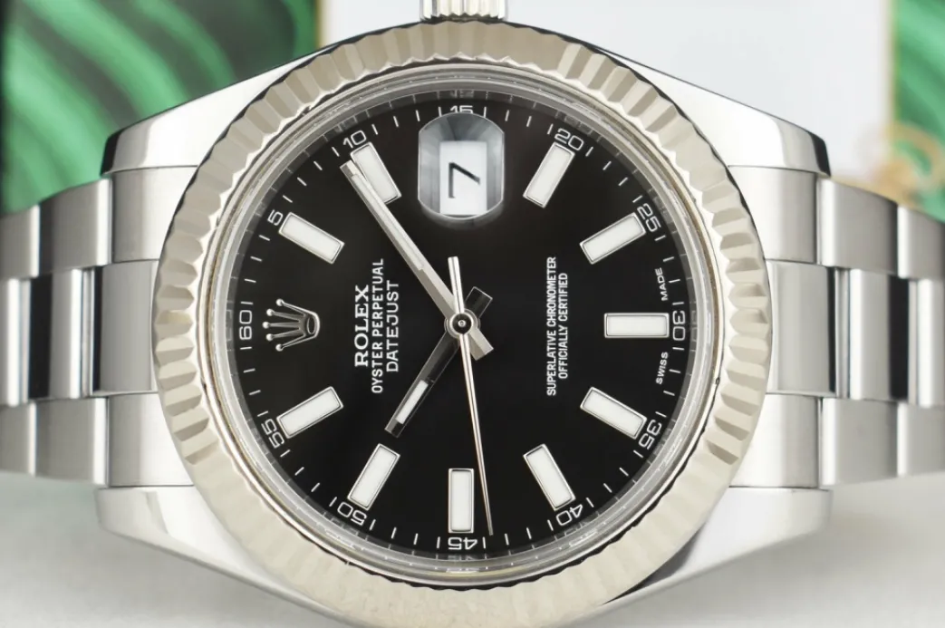 rolex_kt_white_gold__stai_7-3.webp Dress Watches | Sant Blanc ROLEX 18kt White Gold & Stainless Steel DateJust II 41mm Black Index Dial Model 116334