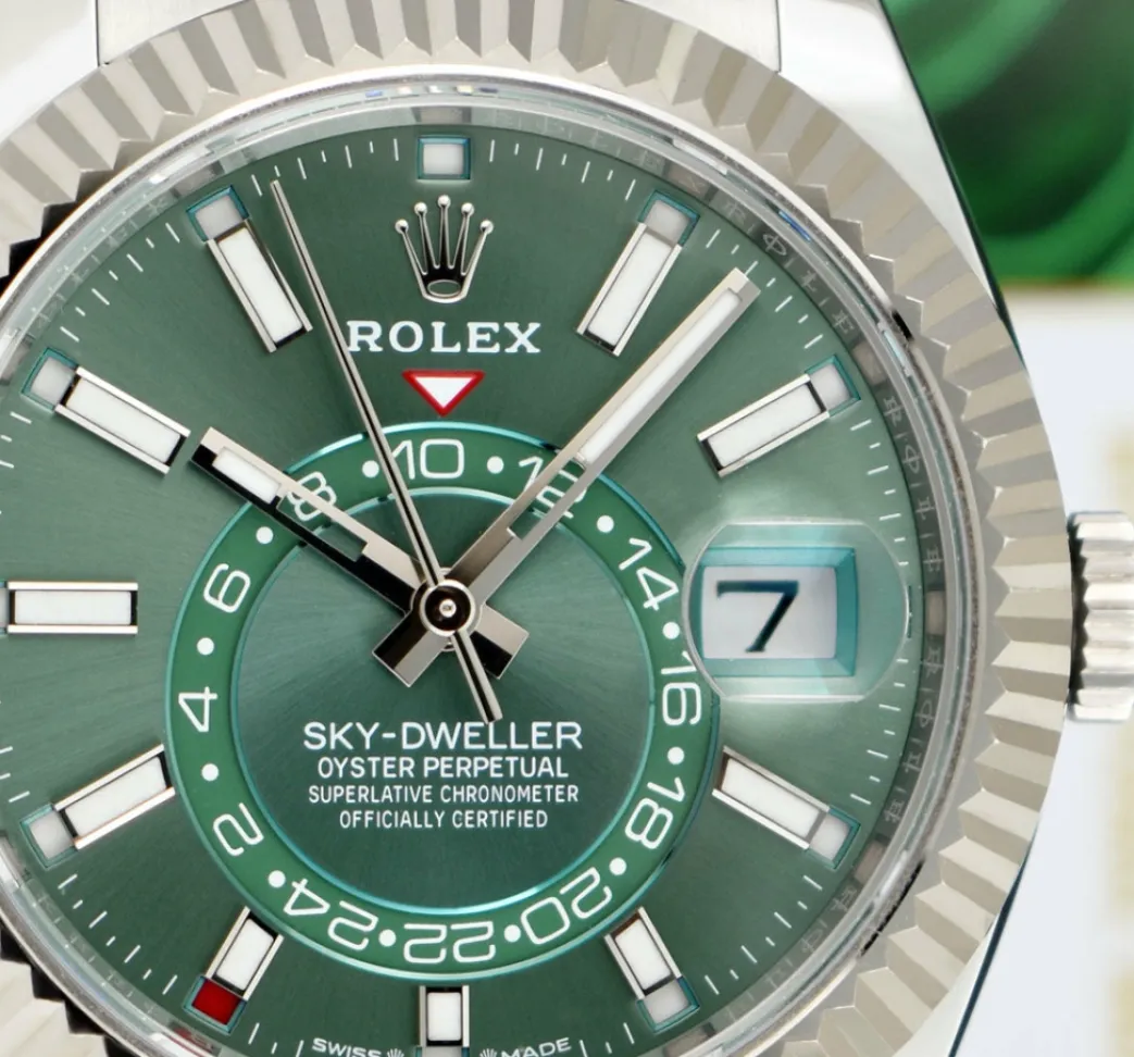 rolex_kt_white_gold__stai_8-2.webp Pilots Classic Watches | Sant Blanc ROLEX 18kt White Gold & Stainless Steel Sky-Dweller Mint Green 2023 Card Model 336934