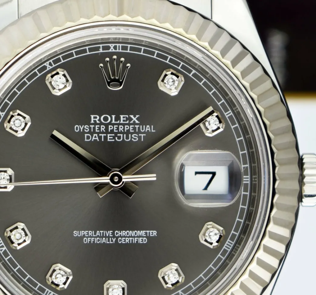 rolex_kt_white_gold__stai_9-3.webp Dress Watches | Men's Watches | Sant Blanc ROLEX 18kt White Gold & Stainless Steel DateJust II Rhodium Gray Diamond Dial Model 116334