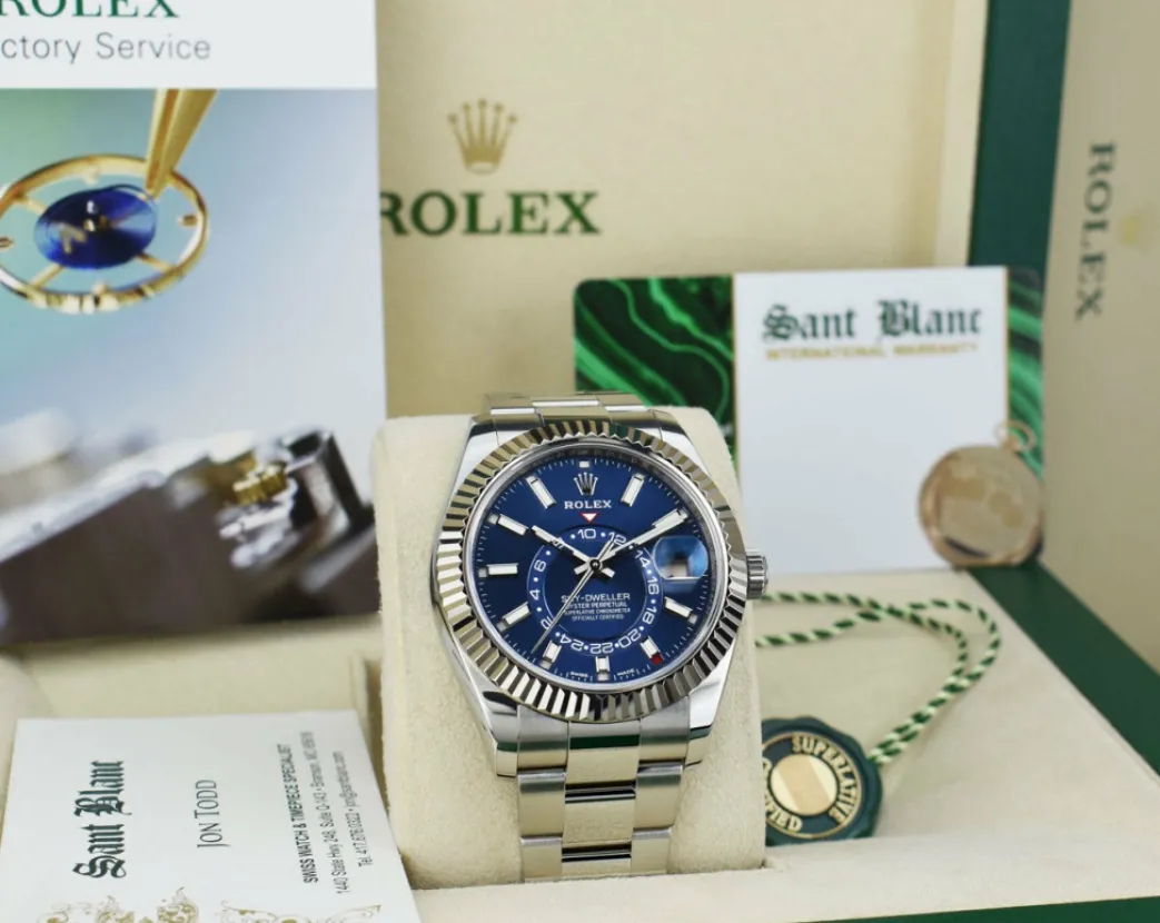 rolex_kt_white_gold__stai_9-6.webp Pilots Classic Watches | Sant Blanc ROLEX 18kt White Gold & Stainless Steel Sky Dweller Blue Dial Model 326934