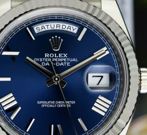 Men's Watches | President Dress Watches | Sant Blanc ROLEX 18kt White Gold Day Date 40 President Blue Roman Dial With Model 228239