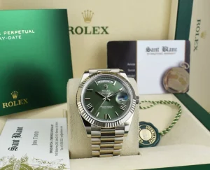 Men's Watches | President Dress Watches | Sant Blanc ROLEX 18kt White Gold Day Date 40 President Green Roman Dial Model 228239