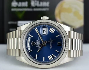 Men's Watches | President Dress Watches | Sant Blanc ROLEX 18kt White Gold Day Date 40 President Blue Roman Dial With Model 228239