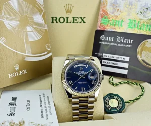 Men's Watches | President Dress Watches | Sant Blanc ROLEX 18kt White Gold Day Date 40 President Blue Roman Dial With Model 228239