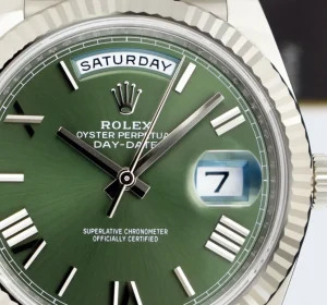 Men's Watches | President Dress Watches | Sant Blanc ROLEX 18kt White Gold Day Date 40 President Green Roman Dial Model 228239