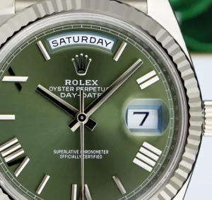 President Dress Watches | Sant Blanc ROLEX 18kt White Gold Day Date 40 President Green Roman Model 228239