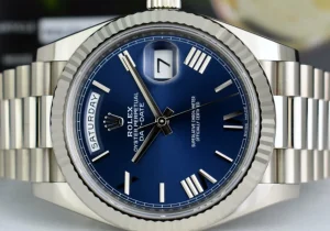 President Dress Watches | Sant Blanc ROLEX 18kt White Gold DayDate 40 President Blue Roman Model 228239