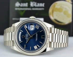 President Dress Watches | Sant Blanc ROLEX 18kt White Gold DayDate 40 President Blue Roman Model 228239