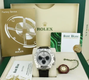 Racing Professional Watches | Sant Blanc ROLEX 18kt White Gold Daytona Steel Slate Panda Leather Strap Model 116519