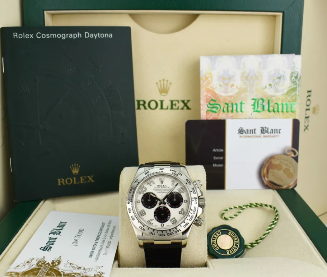 rolex_kt_white_gold_dayto_0-5.webp Racing Professional Watches | Sant Blanc ROLEX 18kt White Gold Daytona White & Black Panda Dial Black Strap Model 116519
