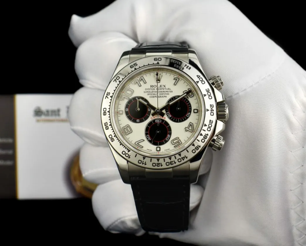 rolex_kt_white_gold_dayto_1-5.webp Racing Professional Watches | Sant Blanc ROLEX 18kt White Gold Daytona White & Black Panda Dial Black Strap Model 116519