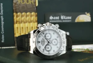 Men's Watches | Racing Professional Watches | Sant Blanc ROLEX 18kt White Gold Daytona White Arabic Black Strap Model 116519