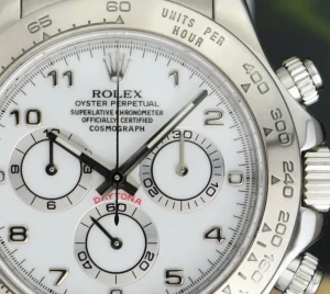 Sports Watches | Racing Professional Watches | Sant Blanc ROLEX 18kt White Gold Daytona White Arabic on Brown Strap Model 116519