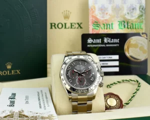 Sports Watches | Men's Watches | Sant Blanc ROLEX 18kt White Gold Daytona Grey Race Arabic Dial Model 116509