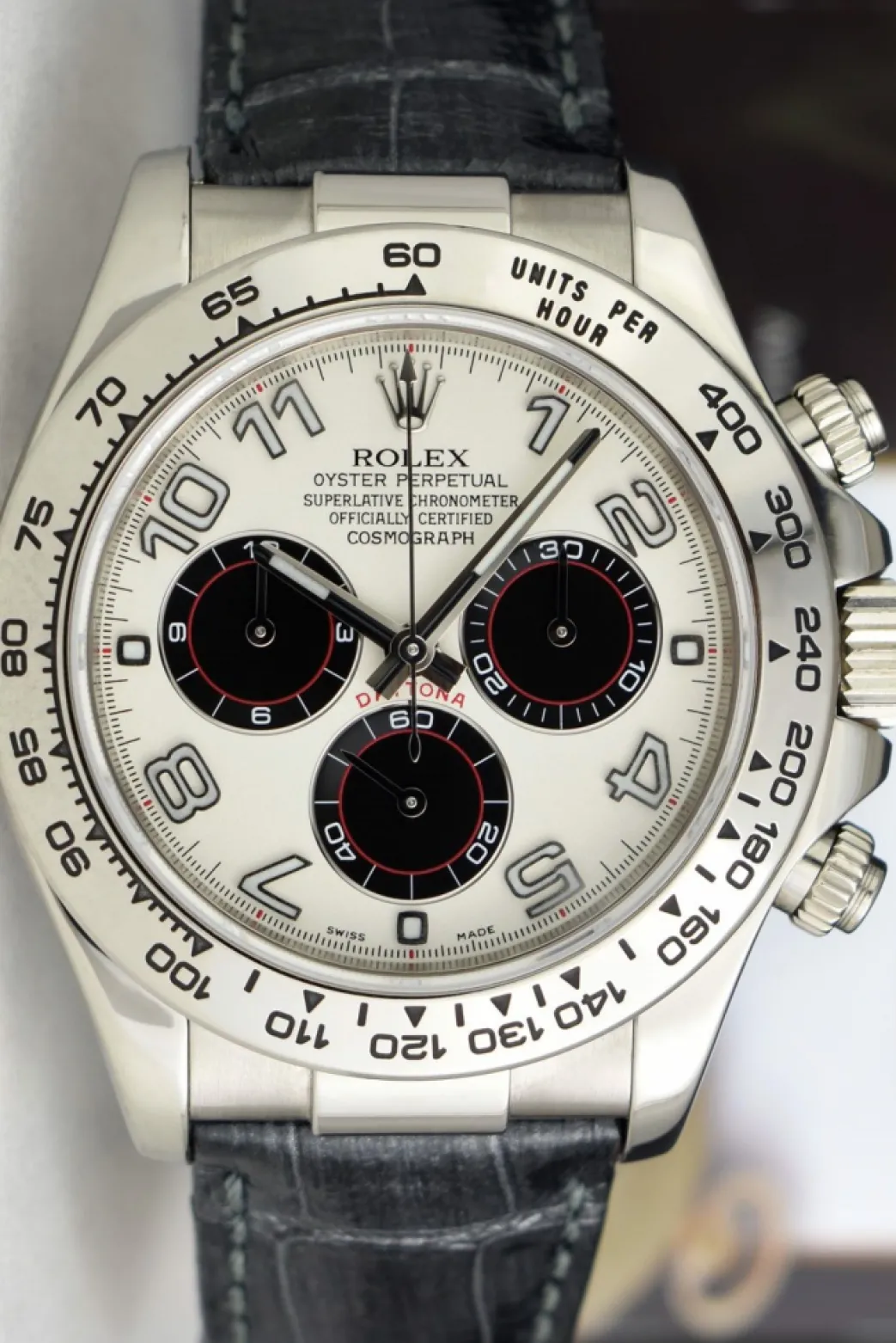 rolex_kt_white_gold_dayto_2-2.webp Racing Professional Watches | Sant Blanc Rolex 18kt White Gold Daytona "Panda" Dial Black Smoke Strap Model 116519