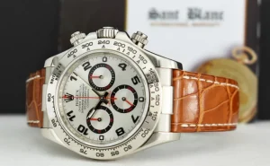 Racing Professional Watches | Sant Blanc ROLEX 18kt White Gold Daytona Silver Dial Honey Brown Strap Model 116519