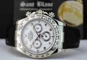 Men's Watches | Racing Professional Watches | Sant Blanc ROLEX 18kt White Gold Daytona White Arabic Black Strap Model 116519