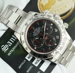 Men's Watches | Racing Professional Watches | Sant Blanc ROLEX 18kt White Gold Daytona Black Arabic Race Dial Model 116509