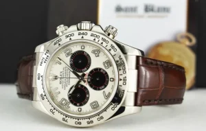 Racing Professional Watches | Sant Blanc ROLEX 18kt White Gold Daytona White Panda Dial Chocolate Strap Model 116519