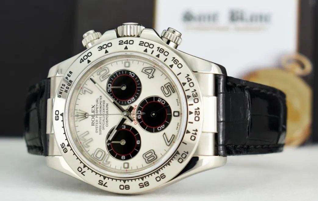 rolex_kt_white_gold_dayto_4-5.webp Racing Professional Watches | Sant Blanc ROLEX 18kt White Gold Daytona White & Black Panda Dial Black Strap Model 116519