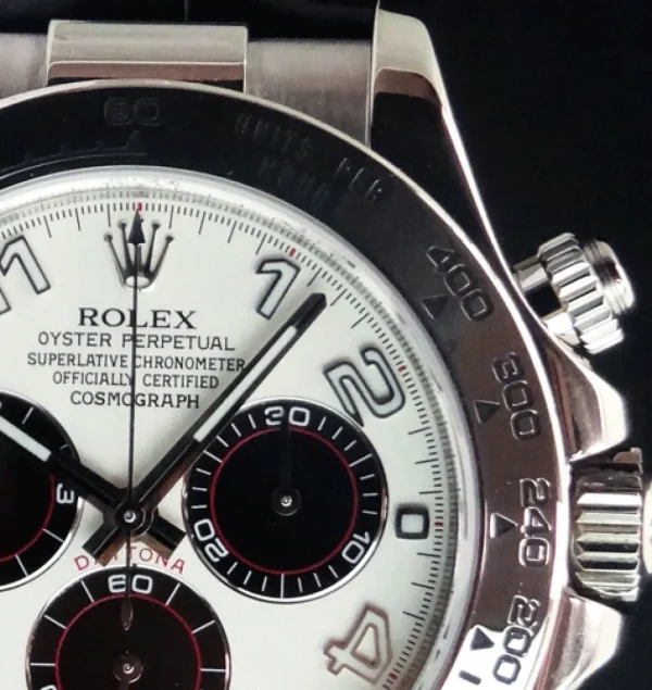 Men's Watches | Racing Professional Watches | Sant Blanc ROLEX 18kt White Gold Daytona Panda Arabic Dial with Black Crocodile Strap Model 116519