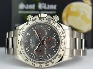 Sports Watches | Men's Watches | Sant Blanc ROLEX 18kt White Gold Daytona Grey Race Arabic Dial Model 116509