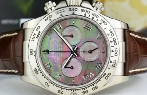 Sports Watches | Racing Professional Watches | Sant Blanc ROLEX 18kt White Gold Daytona on Brown Strap MOP Roman Dial Model 116519