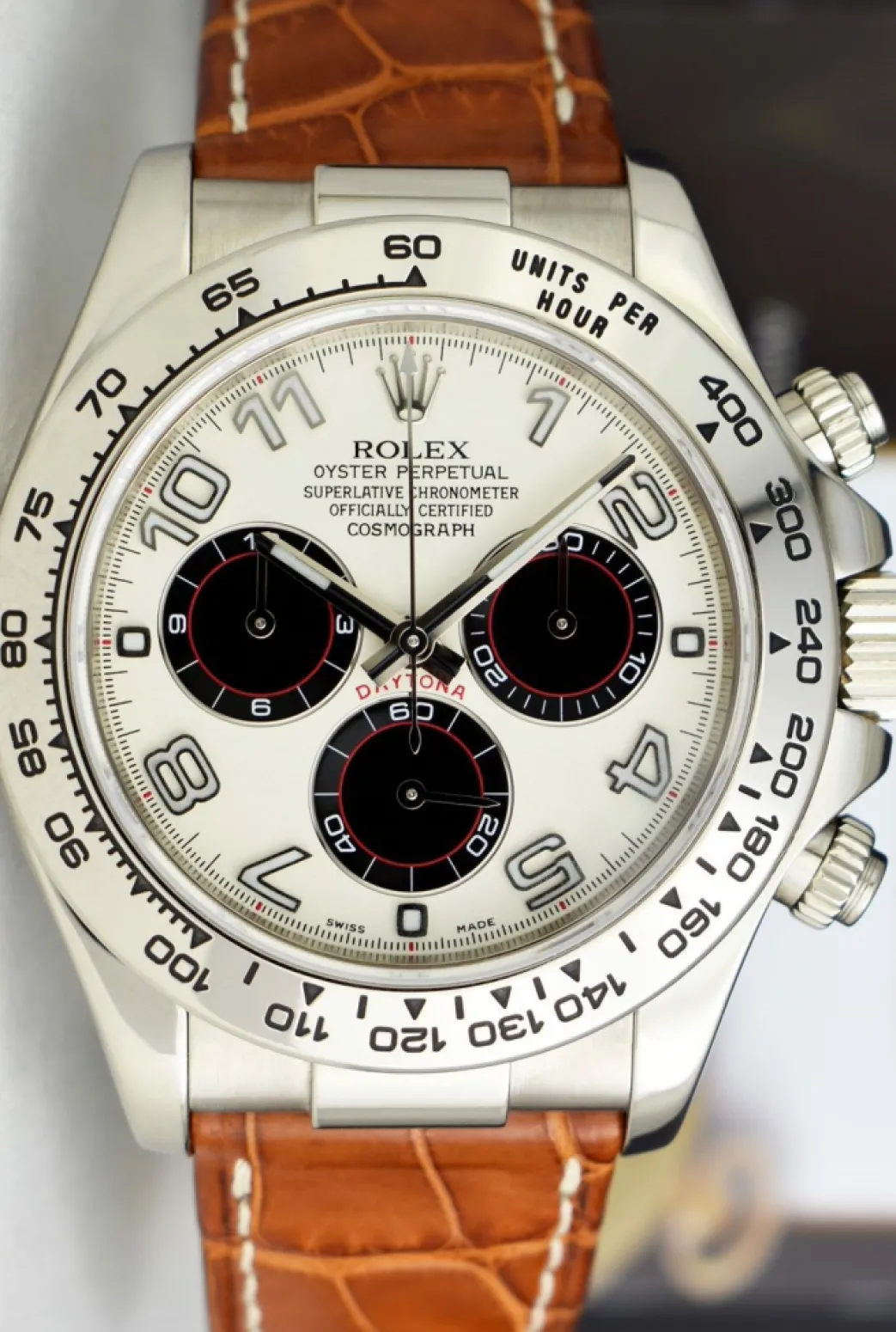 rolex_kt_white_gold_dayto_7-4.webp Racing Professional Watches | Sant Blanc ROLEX 18kt White Gold Daytona "Panda" Dial Honey Brown Strap Model 116519