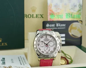 Men's Watches | Racing Professional Watches | Sant Blanc ROLEX 18kt White Gold Daytona Rose MOP Arabic Pink Crocodile Model 116519