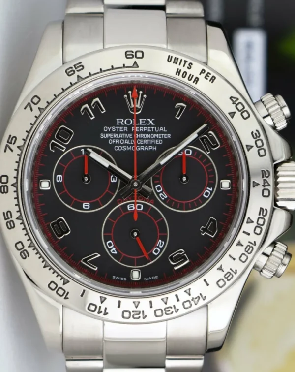 Men's Watches | Racing Professional Watches | Sant Blanc ROLEX 18kt White Gold Daytona Black Arabic Race Dial Model 116509