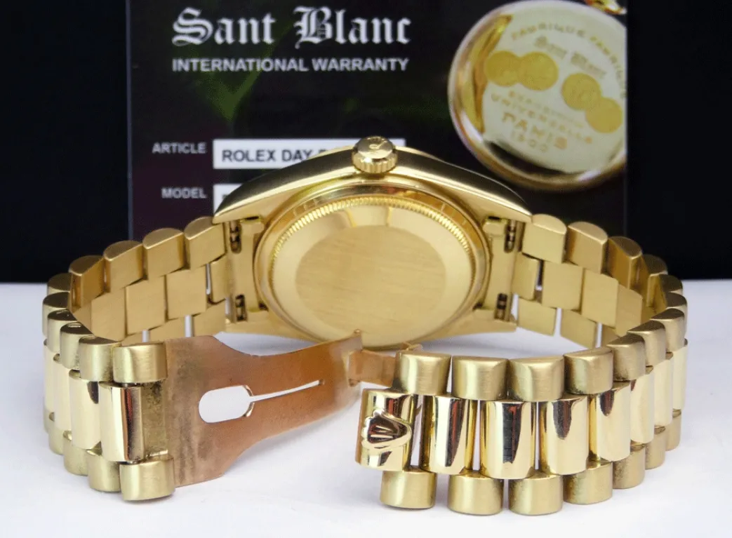 rolex_kt_yellow_gold_day__3-1.webp Men's Watches | President Dress Watches | Sant Blanc ROLEX 18kt Yellow Gold Day Date President Champagne Tapestry Stick Dial Model 18038