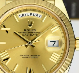 Men's Watches | President Dress Watches | Sant Blanc ROLEX 18kt Yellow Gold Day Date 40 President Champagne Roman Dial Model 228238