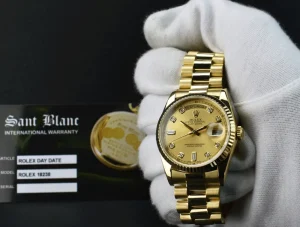 Men's Watches | President Dress Watches | Sant Blanc ROLEX 18kt Yellow Gold DayDate President Champagne Diamond Dial Model 18238
