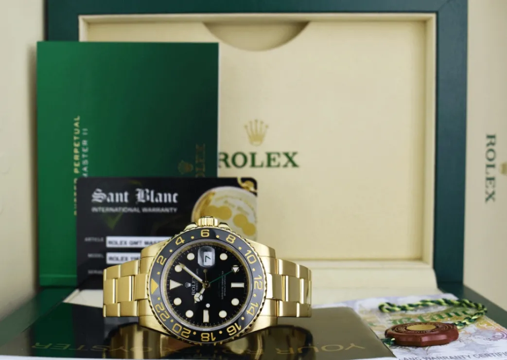 rolex_kt_yellow_gold_gmt__0.webp Pilots Professional Watches | Sant Blanc ROLEX 18kt Yellow Gold GMT Master II Black Dial Model 116718