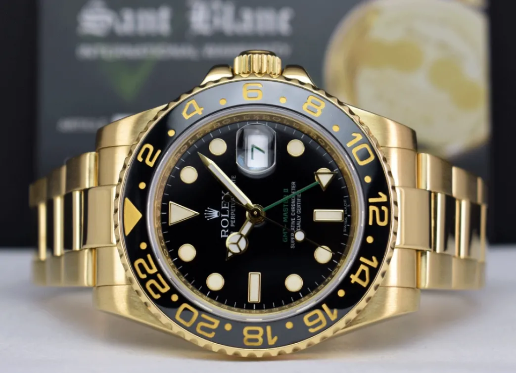 rolex_kt_yellow_gold_gmt__2.webp Pilots Professional Watches | Sant Blanc ROLEX 18kt Yellow Gold GMT Master II Black Dial Model 116718