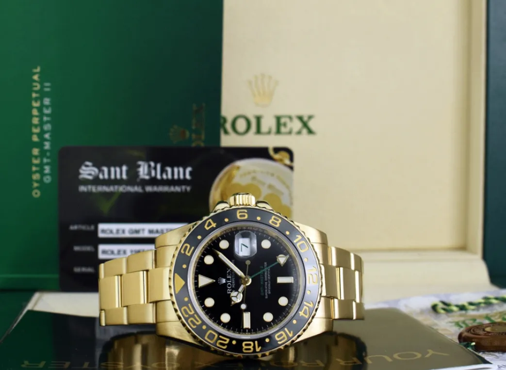 rolex_kt_yellow_gold_gmt__3.webp Pilots Professional Watches | Sant Blanc ROLEX 18kt Yellow Gold GMT Master II Black Dial Model 116718