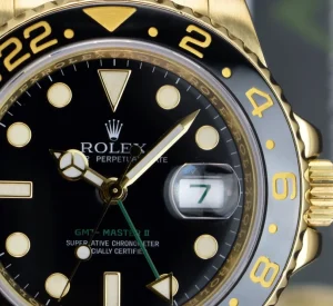 Pilots Professional Watches | Sant Blanc ROLEX 18kt Yellow Gold GMT Master II Black Dial Model 116718